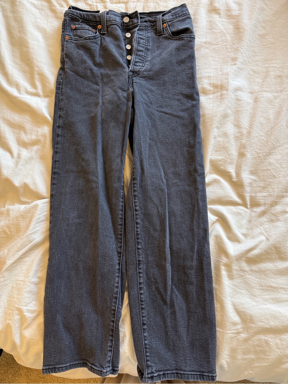 Levi's Black Wide-Leg High-Rise Jeans with Button Fly
